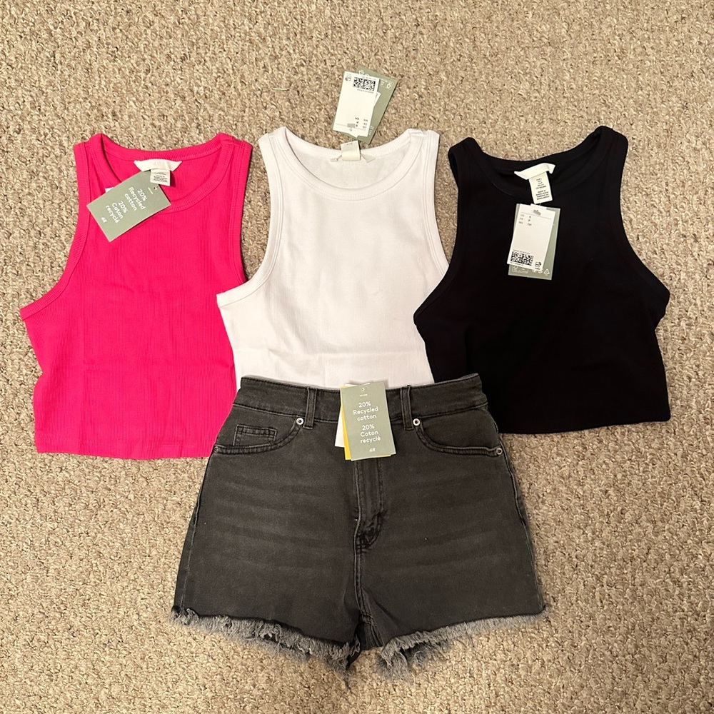 H&M shorts and crop tank tops